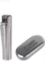 1 Brand New Brushed Silver Fixed Flame Clipper Collection Lighter With Gift Box