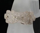 Classy Bridal Austrian Crystal Bangle Bracelet Cuff Gold Gp Wedding Prom B12118g