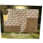 Nwt Nib  148 Michael Kors Brown Hat  Scarf  And Gloves Set Brown Mk Logo