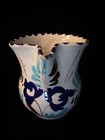Caltagirone Pottery Milk Pitcher Spout Creamer 6 5    Italy Blue Floral 1985