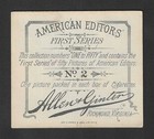 C1880 s N35 Allen   Ginter Tobacco Card - American Editors - Agnus  Fort Mchenry