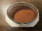 Vintage Ormolu Filigree Jewelry Box With Beveled Rose Glass