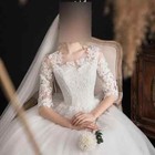 White Half Sleeves Women Wedding Dresses Ball Gown Lace Tulle Bridal Gownsformal