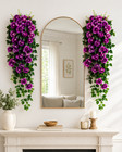 Artificial Purple Rose Garland Hanging Vine Fake Flowers Home Wedding Decor 2 Pa