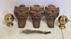 Antique Cast Iron Parlor Wood Stove Feet Lot 3  Brass Balls  Hot Plate Lifter