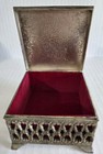 Vtg Cushion Top Brass Padded Trinket Box Renoir  at The Concert  Hinged Footed