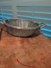 Vintage Metal Woven Basket With Handles