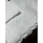 8 Vintage White Embroidered Scalloped Cloth Lunch Napkins Cottagecore Bridal