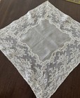 Fine Antique Wedding Bridal Lace Handkerchief Victorian France  2