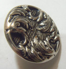 1960s Vintage 29 Mm Large Silver Tone Metal Botanical Collector Button 52802