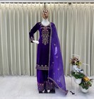 Women s 3 Piece Velvet Kurta Set With Dupatta Best For Ocasion   Festive   Gift