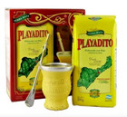 Yerbamate Playadito Set With Yerba  Leather Mate Cup And Alpaca Bombilla Straw