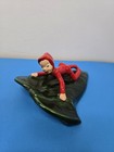 Vintage California Art Pottery Wall Pocket Elf  Pixie On A Large Holly Leaf    