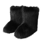 Women Faux Fur Boots Winter Fluffy Plush Warm Mid Calf Snow Boots Luxury Fashion
