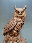 Owl Wooden Statue Sculpture Decorative Decor Boxwood Carved Carving Art Gifts