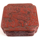 Authentic Antique 19th Chinese Qing Dynasty Carved Cinnabar Lacquer Box 6 5 