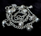 925 Sterling Silver   Tea Cups Teapots   Bells Chain Boho Anklet   8 75    7 8g