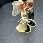 Vintage Wedding Cake Topper Bride Groom With Rings 3   