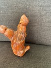 Vtg Salmon Coral Chinese Carved Figure Asian Shou Lao God Longevity