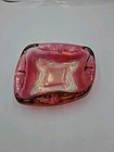 Vintage Anchor Hocking Pink Iridescent Art Glass Ashtray Mcm  1970 s