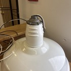 Vintage White Enameled Light Fixture Industrial Farmhouse Barn Lighting             