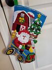 Bucilla 18  Felt Christmas Stocking Finished Completed - Santa   s Barn Friends