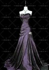 Purple Off Shoulder A-line Mermaid Wedding Dress Strapless Satin Bridal Gown