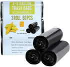 Garbage Bags 4 - 6 Gallon Black Biodegradable Strong Trash Bag Bathroom Kitchen