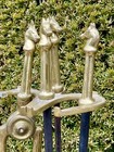 Antique Style Horse Shoe Equestrian Fireplace Tools Large Brass Ornate Victorian