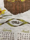 1982 Calendar Linen Tea Towel Wicker Basket Full Of Flower Design