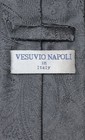 Vesuvio Napoli Necktie Charcoal Grey Color Paisley Design Mens Gray Neck Tie