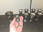 Vtg Silver Plated 9pc Kiddush Set - Grape   Vine Motif - 8 Cups   Master Goblet