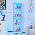 Glass Display Cabinet  4-tier Curio Cabinets With 3 Color Light For Collectibles