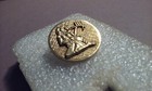 Virgo Pin Tie-tack Round Gold-tone Marked signed Anson Karatclad 3 4  Diameter