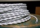 White Cotton Twisted Cloth Covered Wire - Vintage Style Lamp Cord Antique Lights