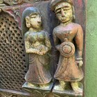 Antique Teak Carved Indian Jharokha Architectural Salvaged Panel Wall Art