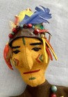 Kersa Indian Brave Hand Puppet Germany 1960s Vtg Felt Toy Theater Play See Video