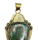 Vintage Antique Brass Arrowhead  Turquoise Amulet Pendant Native American Rare