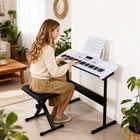 Electric Keyboard Piano 61-key W headphones microphone   Stool For Starter White