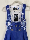 German Dirndl Dress Blue Embroidered Oktoberfest Festival Size 32 M 14-15    Ptp