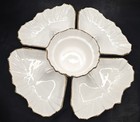 C1950s Usa G20 California Pottery Lazy Susan Chip Tray Set Petal Gold Trim Mcm