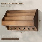 Mail Organizer Wall Mounted 3 Slot Key Holder Storage Rack Office Brown