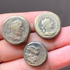 Set Of 3 Rare Ancient Roman Bronze Denarius Coin Of Julius Caesar Authentic