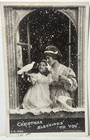 Christmas Postcard Children Excited Dog Dove Photo Snowy Girl Holds Doll Lot 3
