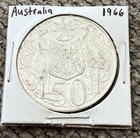 1966 Australia Uk Queen Elizabeth Ii With Kangaroos 80   Silver 50 Cents Coin