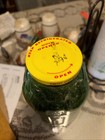 Vintage Green Glass Water Juice Refrigerator Bottle W lid 1950 s-60 s