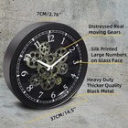 Clxeast 15 Inch Real Moving Gear Wall Clock  Vintage 15 Inch  Matte Black 