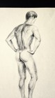Vintage Original Nude Drawing Male Nude Sketch Graphite Pencil