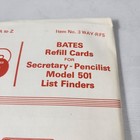 Vtg Bates List Finder Refill Cards Secretary Pencilist Model 501 Director A-z