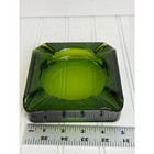 Vintage Green Glass Square Ashtray Mid Century Modern Mcm Heavy Pressed Art Deco
